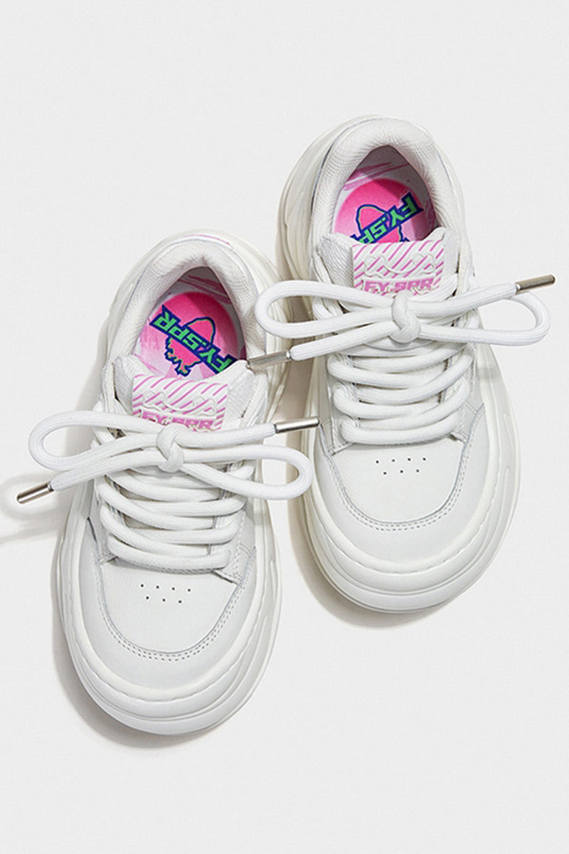 All White Platform Wave Chunky Sneakers
