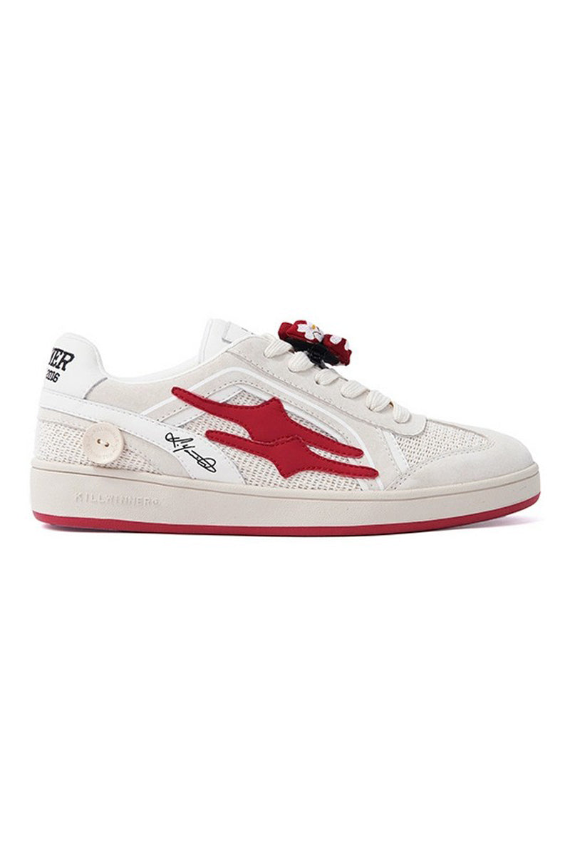 Red Bow Mesh Court Sneakers