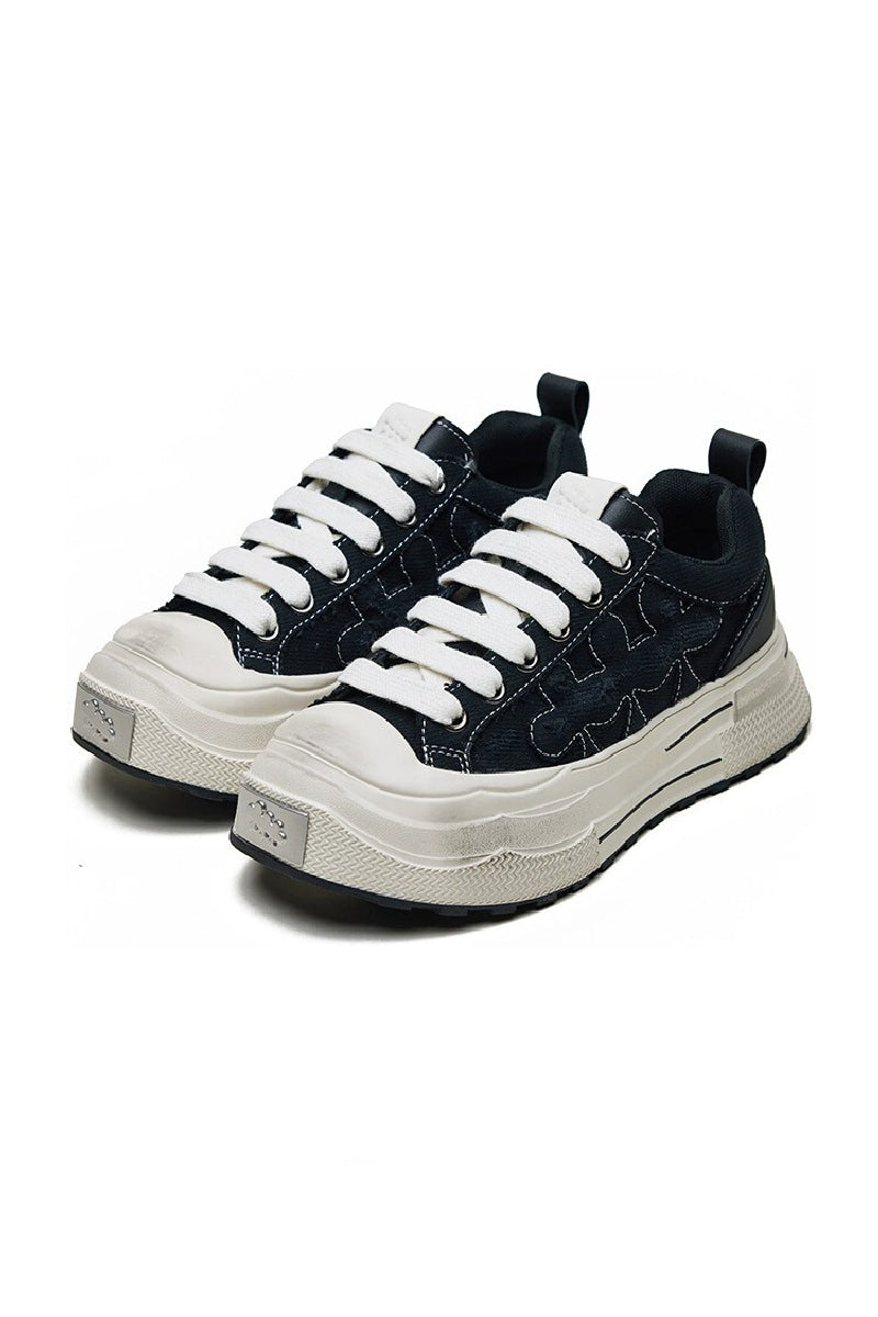 Pattern Platform Sneakers Black White