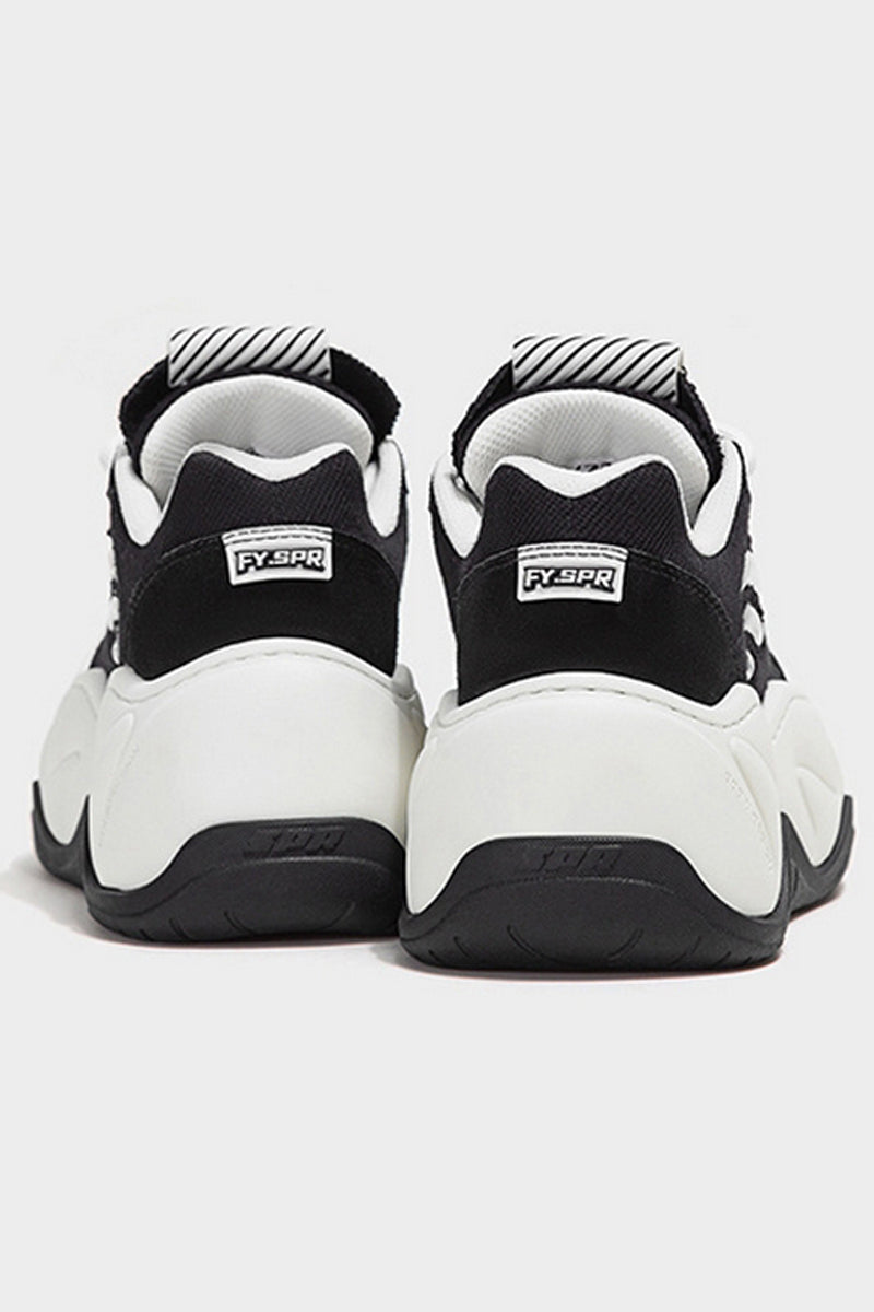 Black White Platform Wave Chunky Sneakers