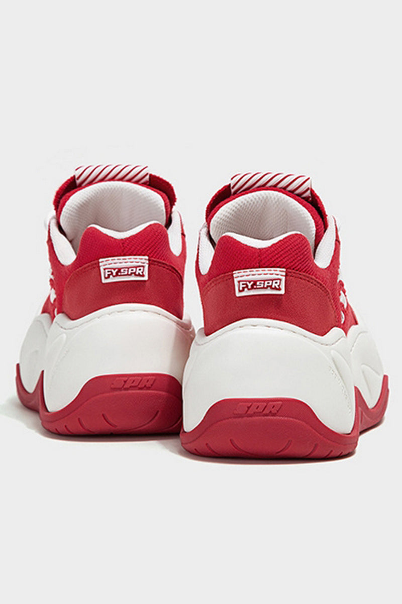 Red White Platform Wave Chunky Sneakers