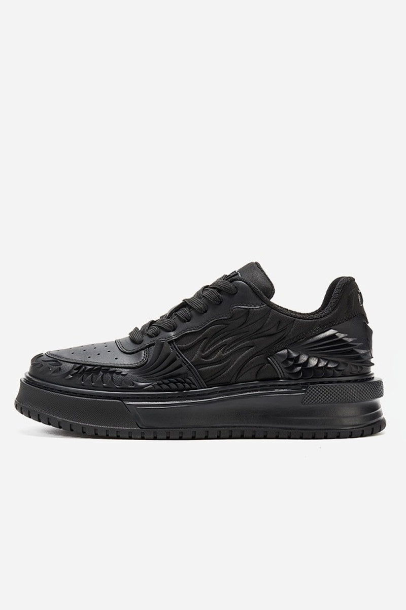 Wave Pattern Platform Court Sneakers