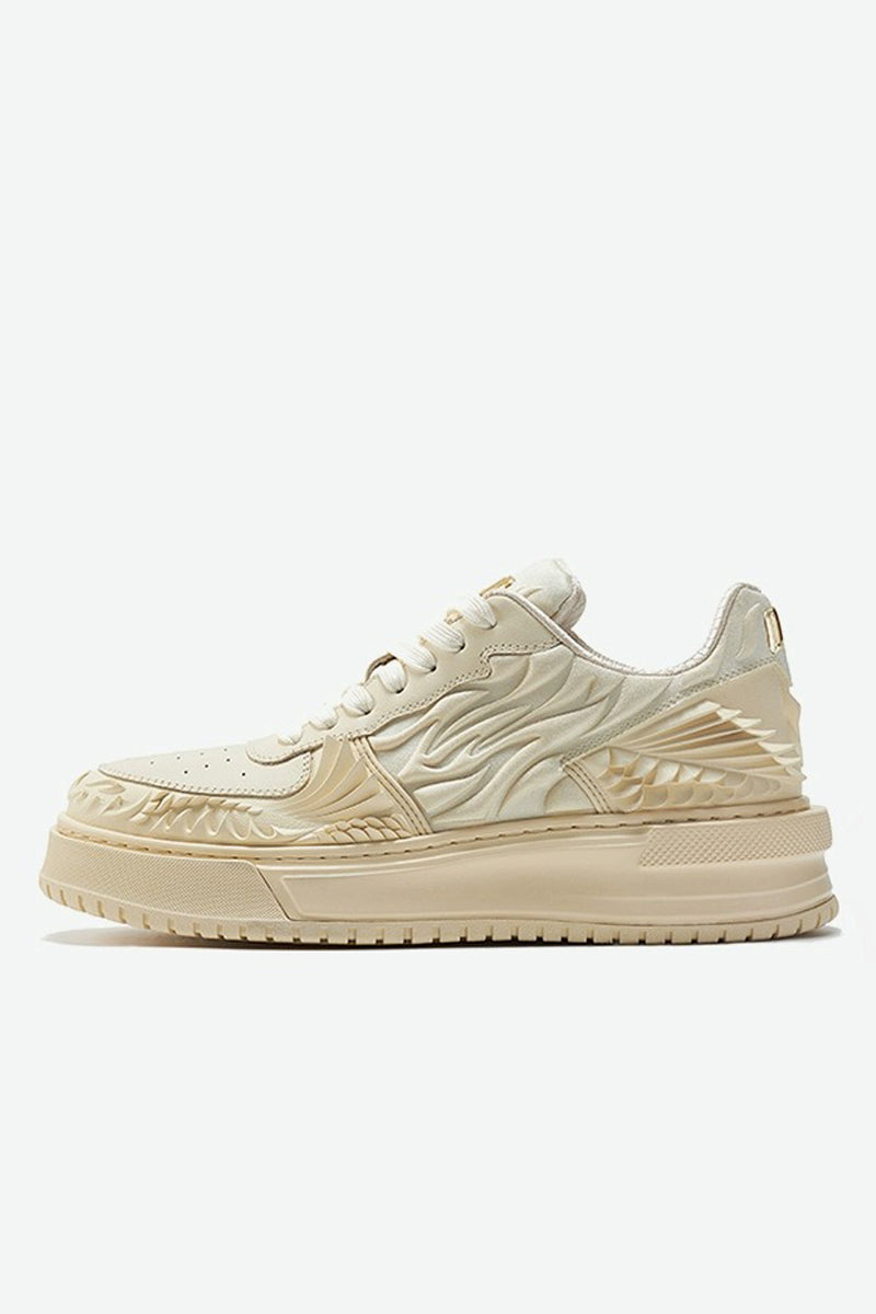 Wave Pattern Platform Court Sneakers