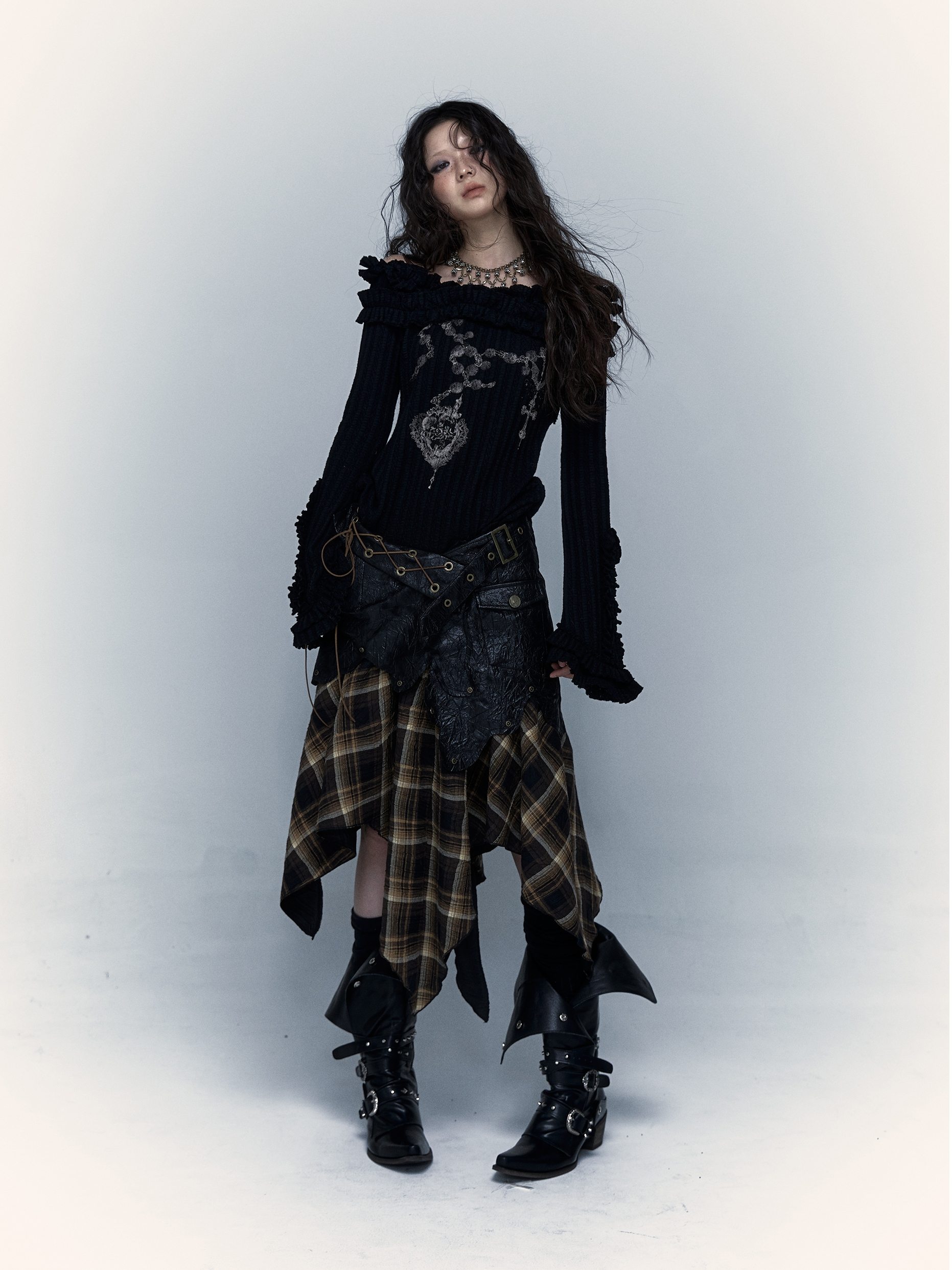 Rebel Tartan Asymmetrical Skirt - chiclara