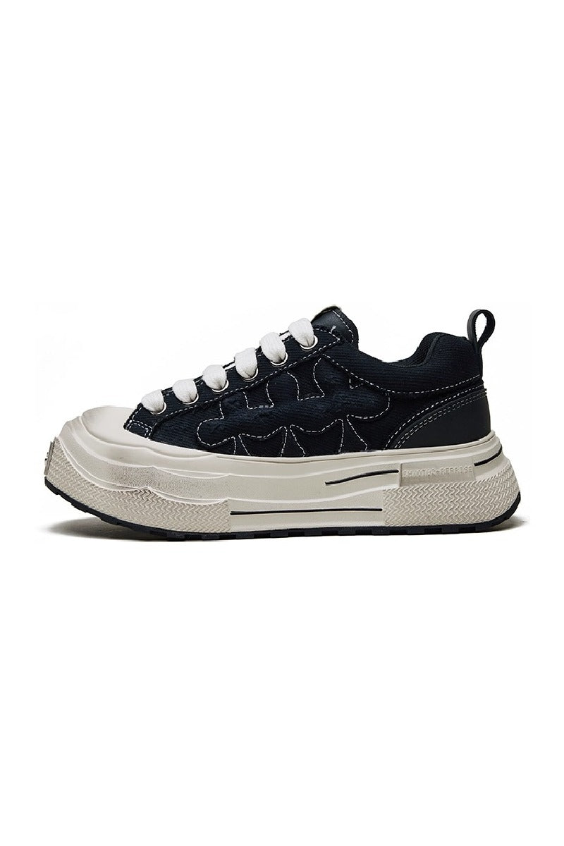 Pattern Platform Sneakers Black White