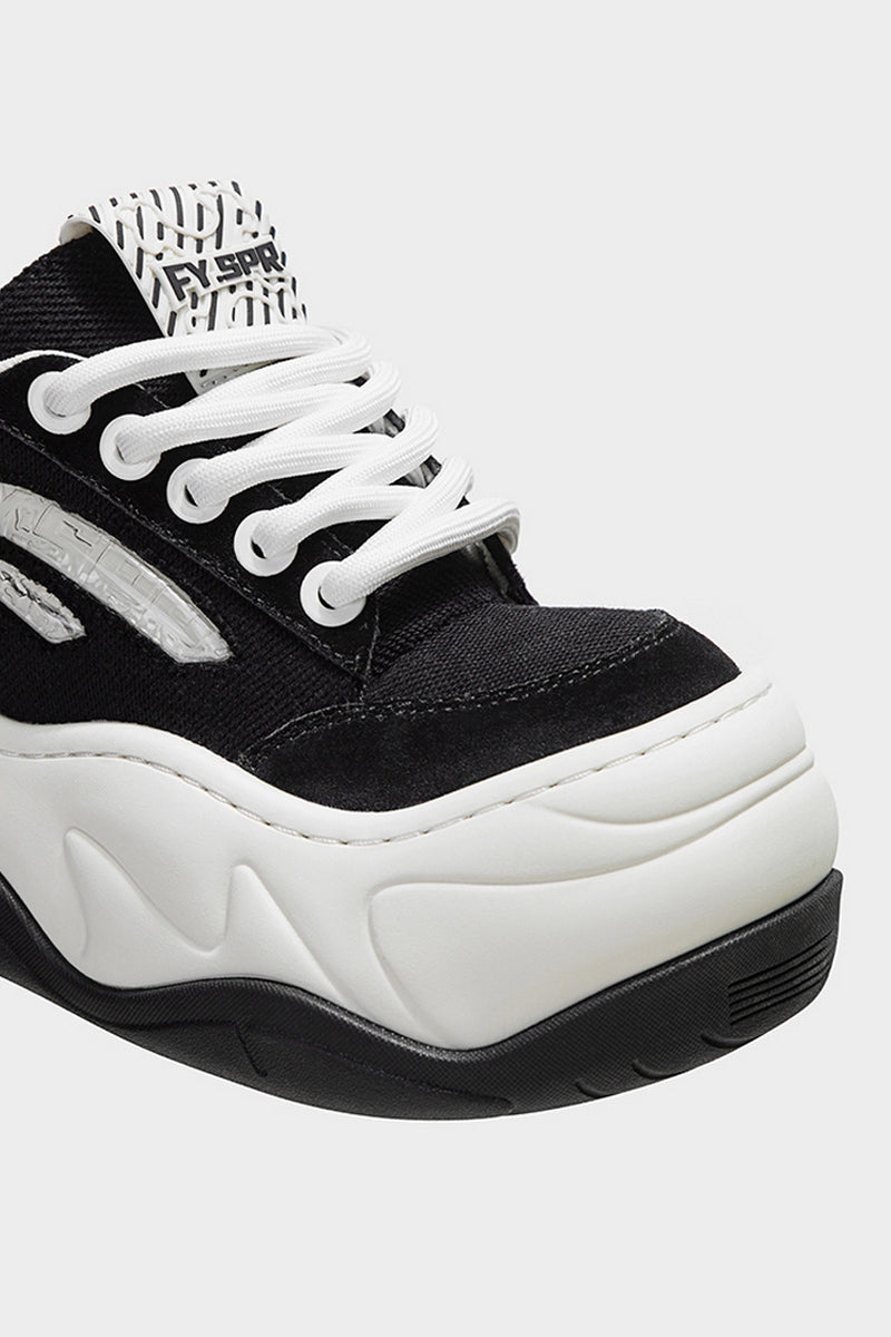 Black White Platform Wave Chunky Sneakers