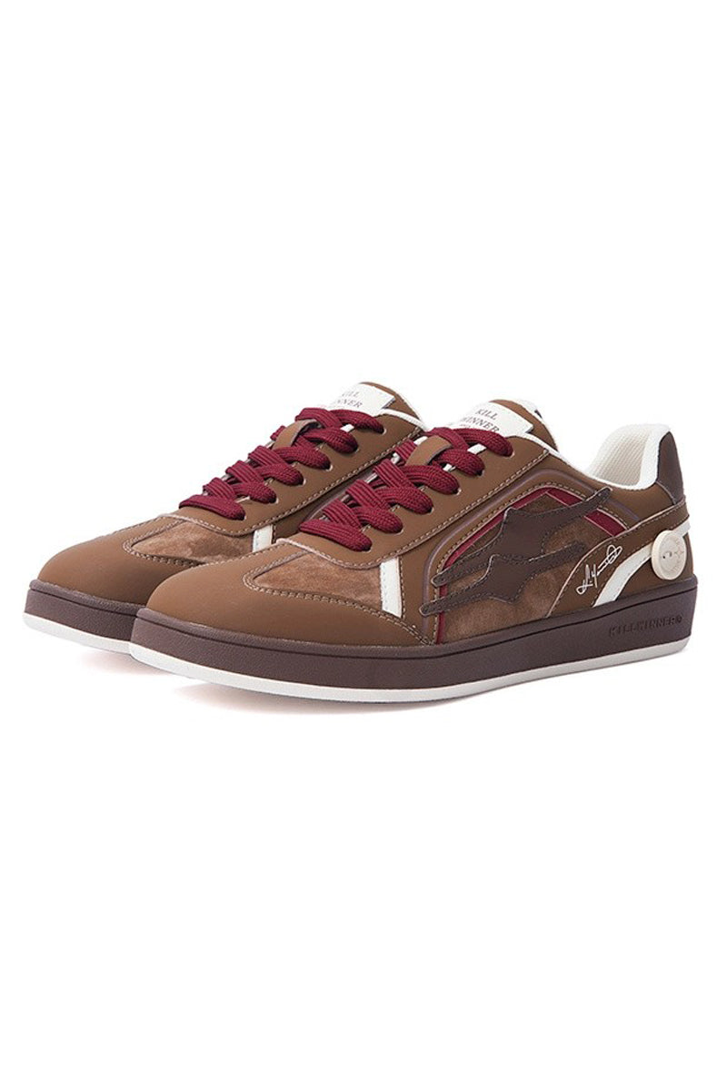 Brown Burgundy Leather Court Sport Sneakers