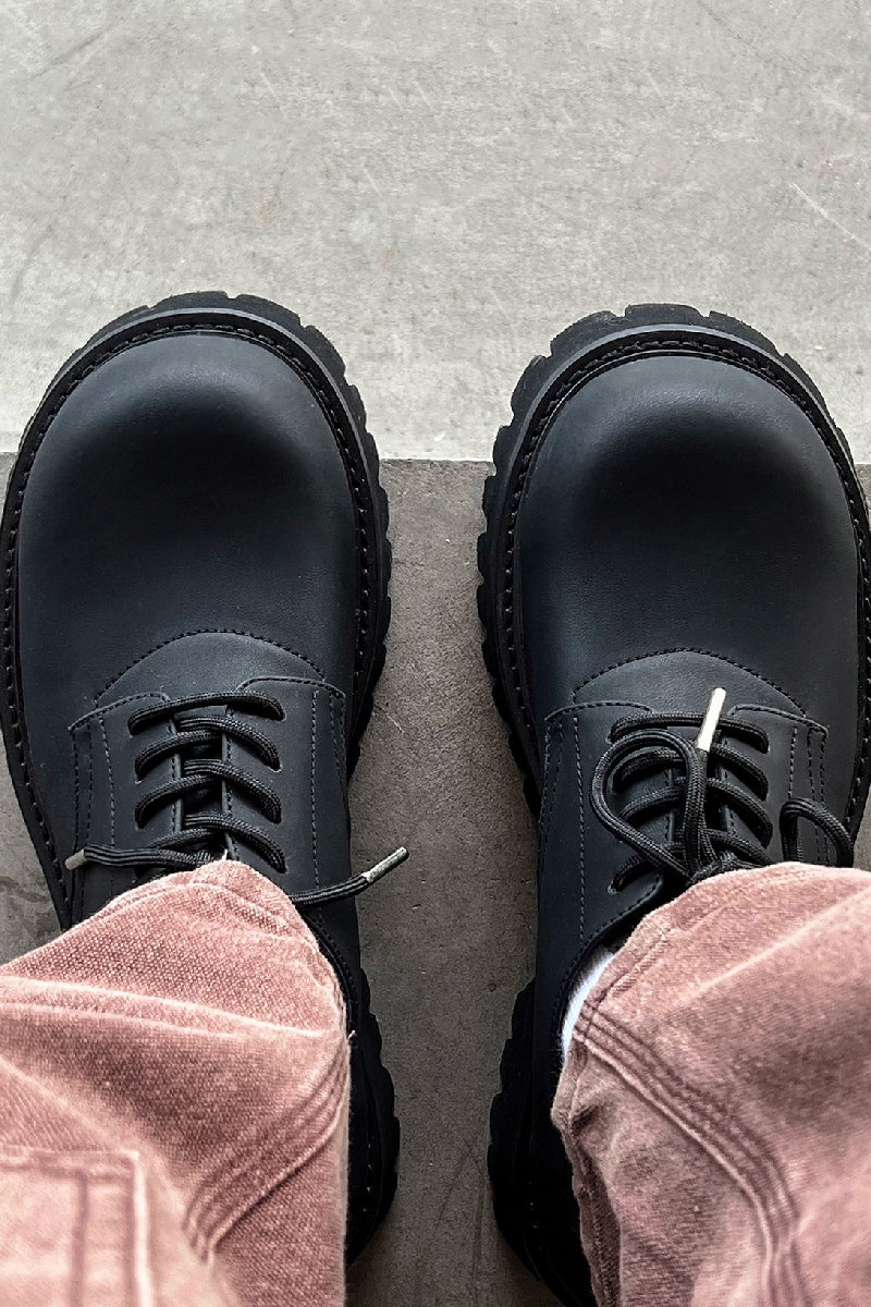 Carbon Black Chunky Platform Derby Shoes