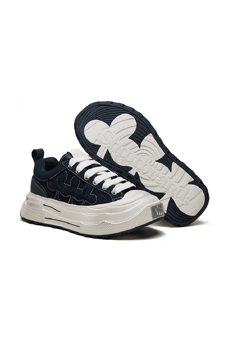 Pattern Platform Sneakers Black White