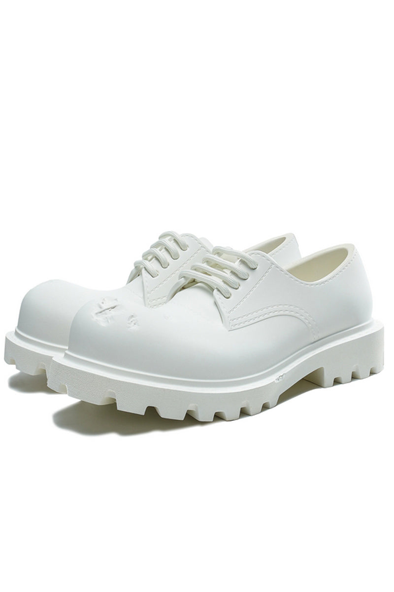White Platform Derby Shoes with Lug Sole