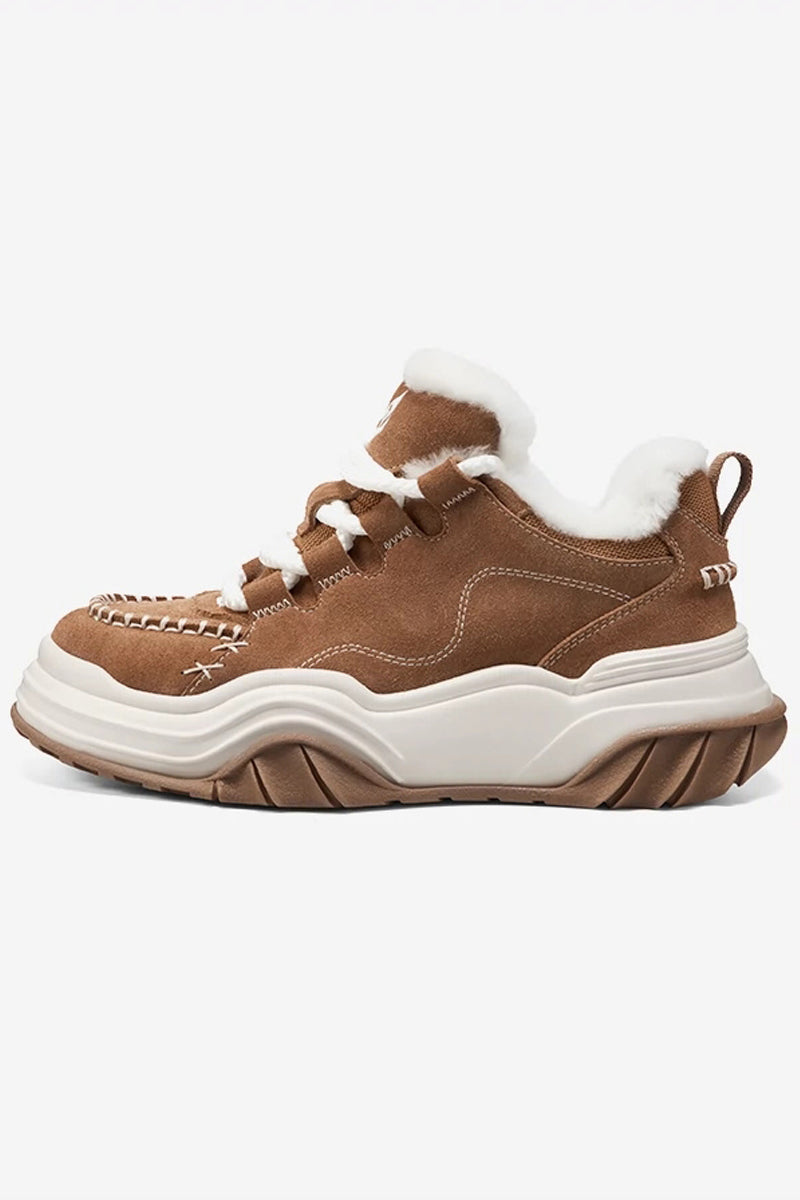 Brown Suede Chunky Platform Sneakers