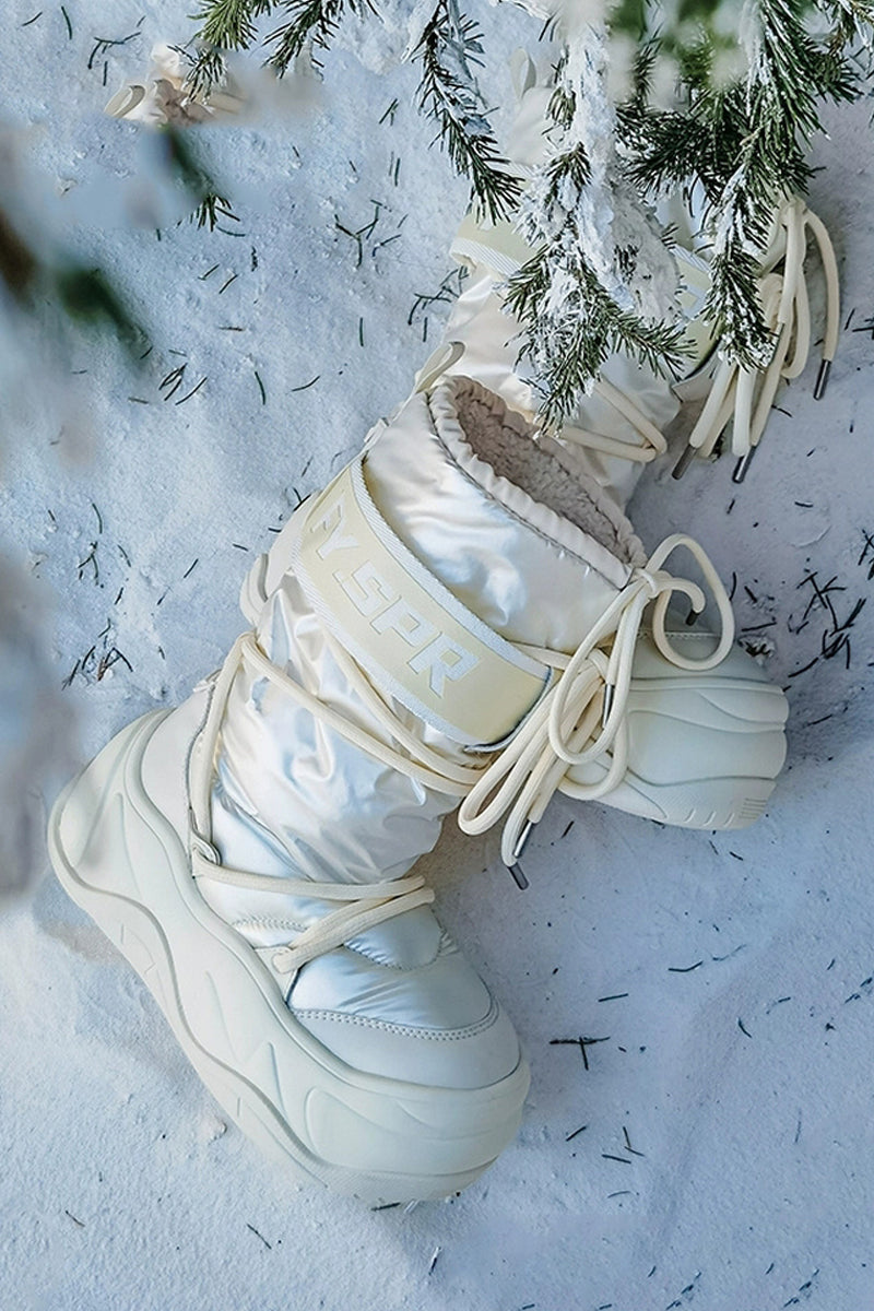 Metallic White Platform Winter Moon Boots