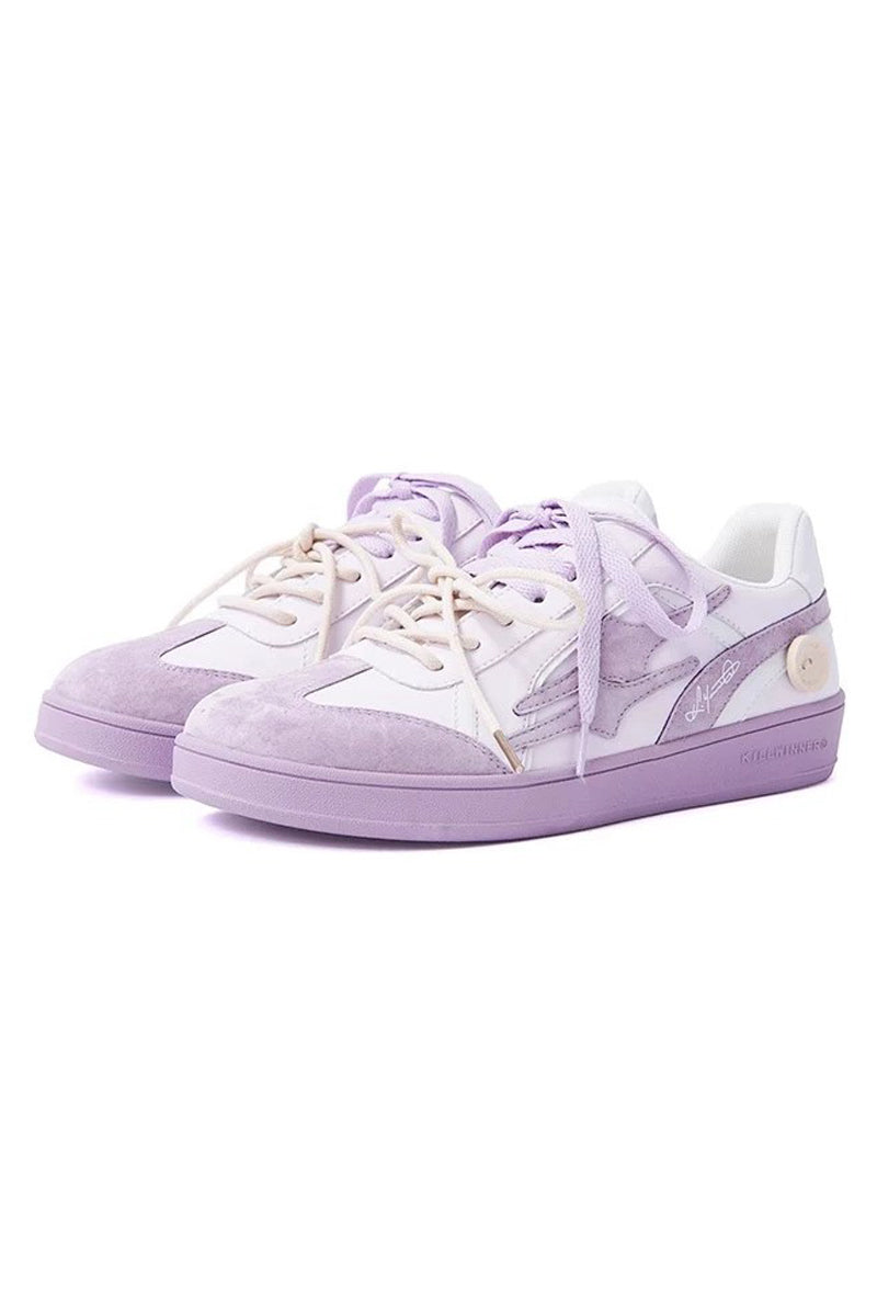 Lavender White Suede Court Tennis Sneakers