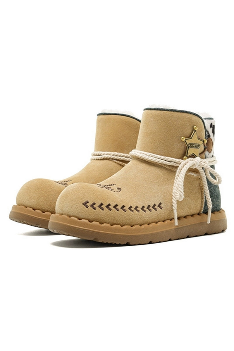 Sheriff Star Ankle Boots Beige