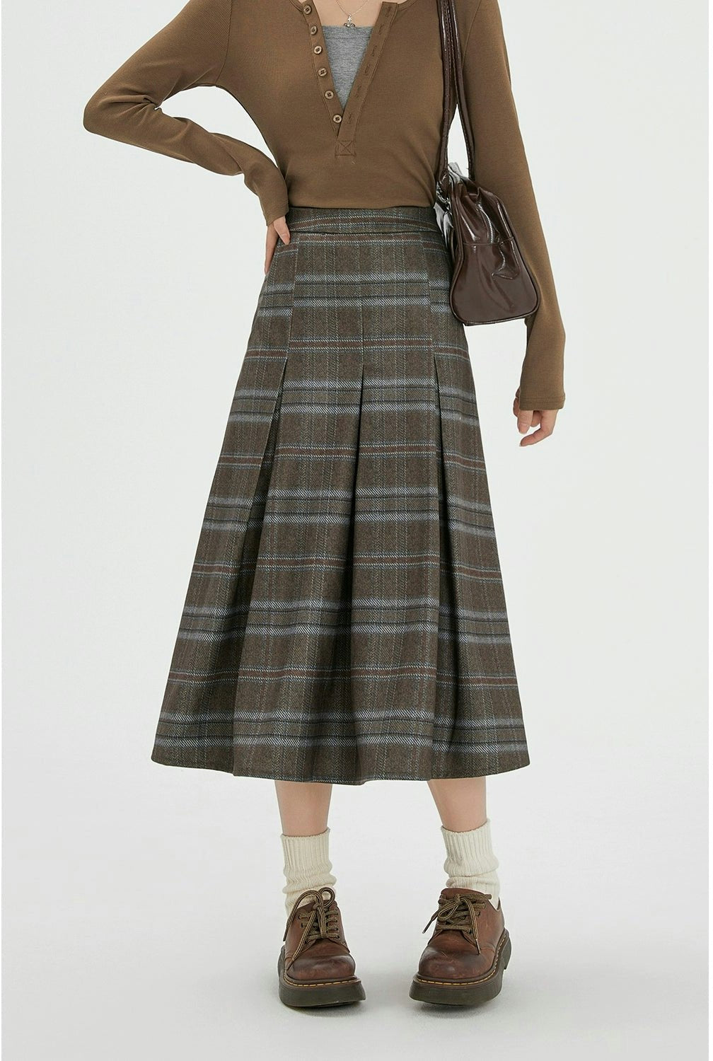 Vintage Plaid Wool A-Line Skirt