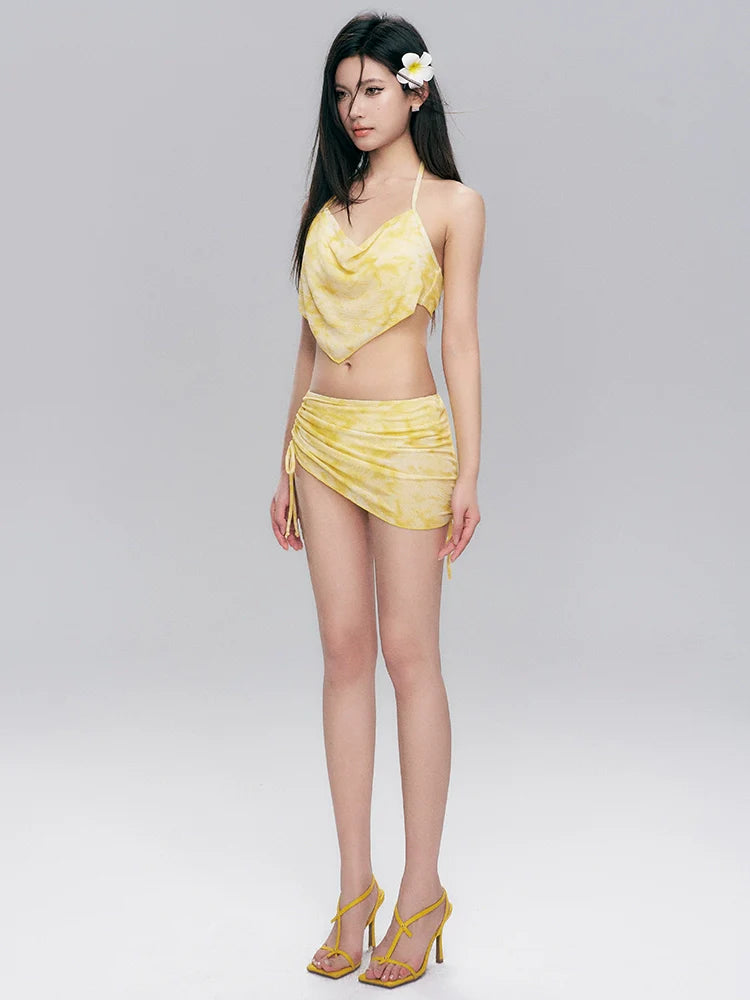 Yellow Tie Dye Halter Set