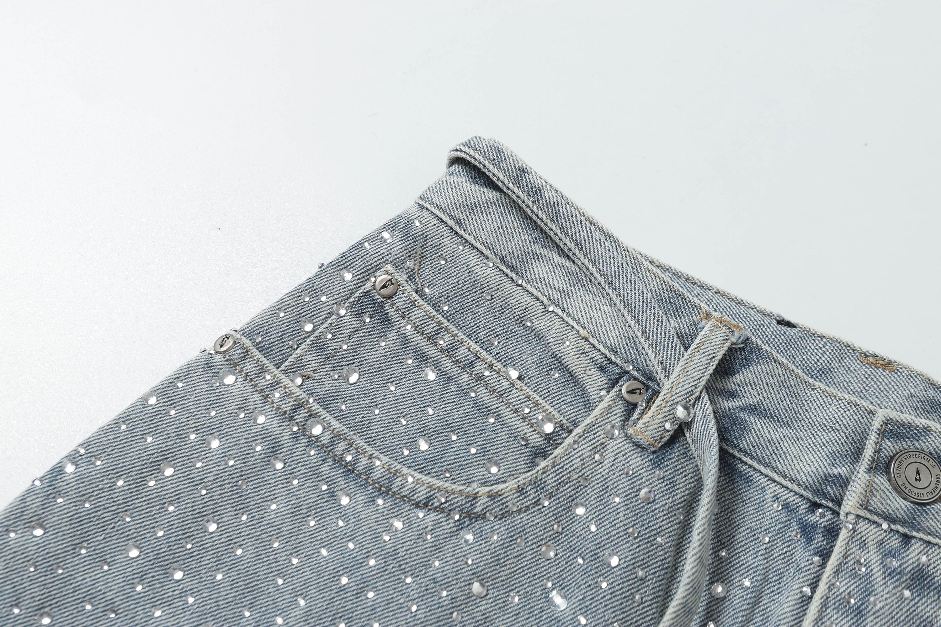 Rhinestone Studded Denim Shorts