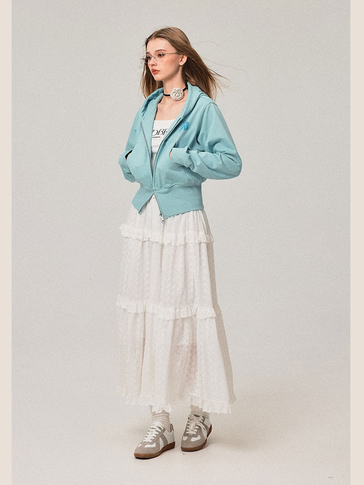 Cardigan à capuche rétro double zip