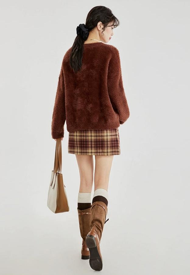 Fuzzy Round Neck Sweater