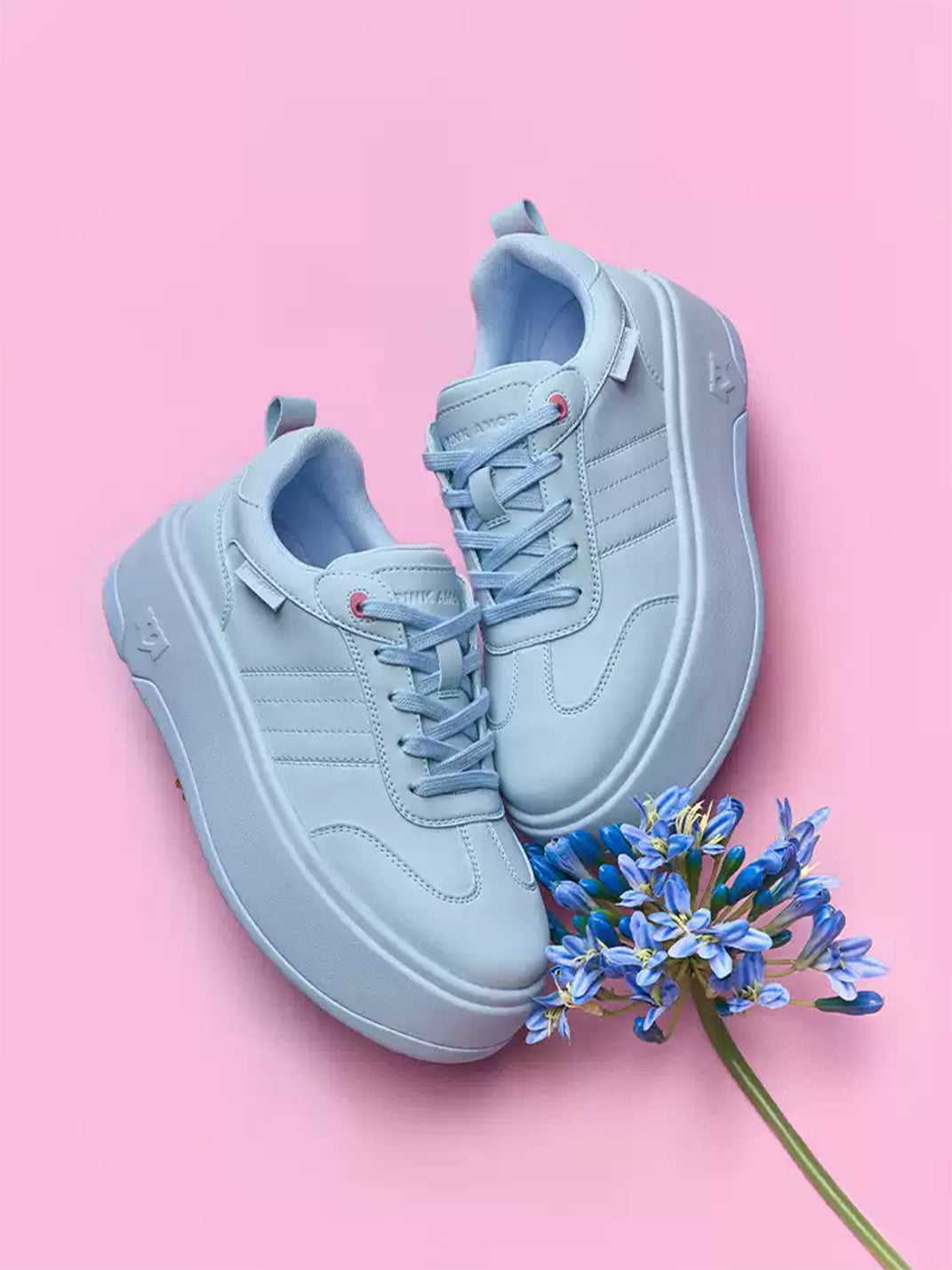 Powder-Blue Heart-Detail Platform Sneakers - view 9
