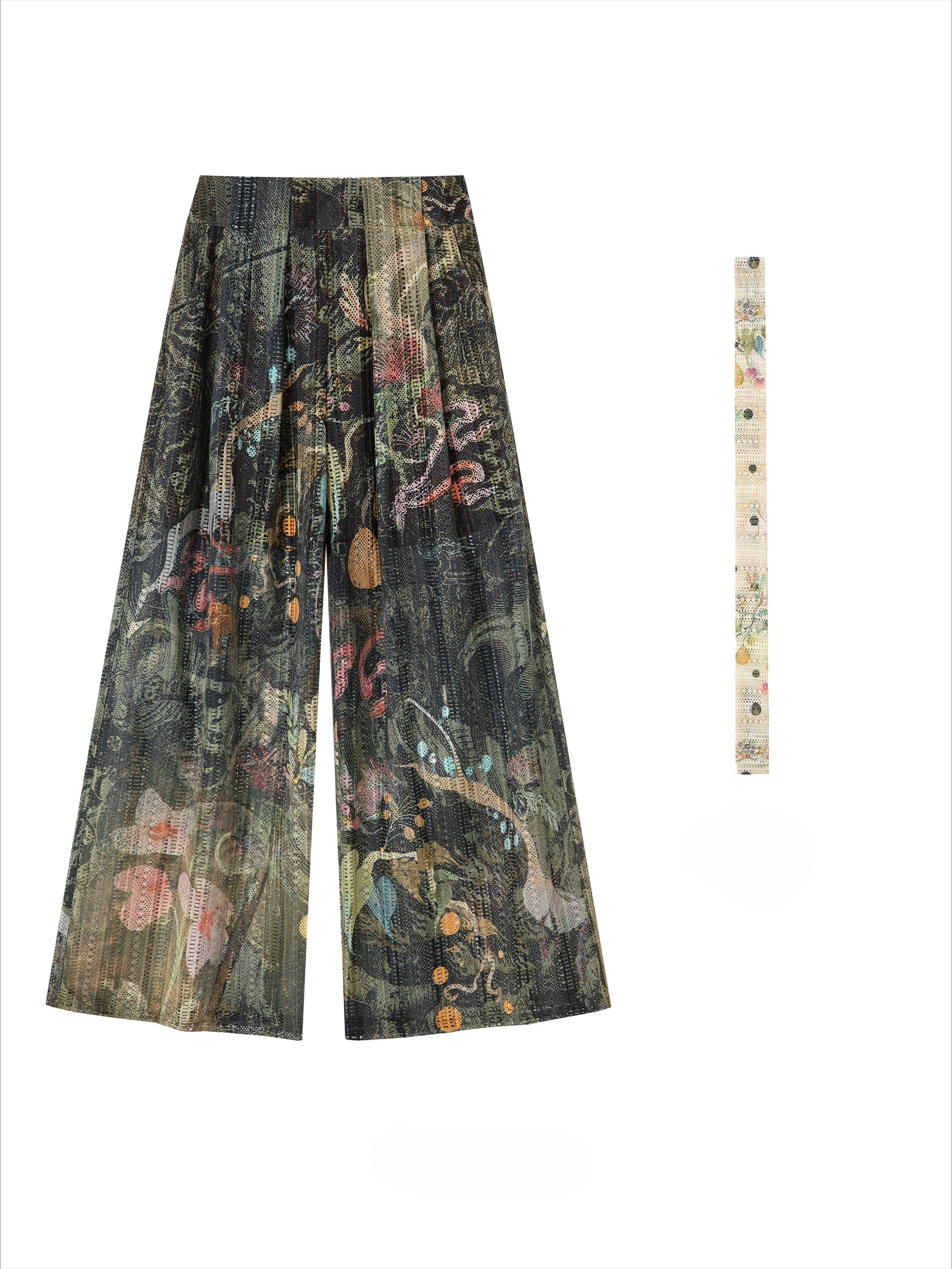 Vintage Floral Velvet Wide Leg Pants