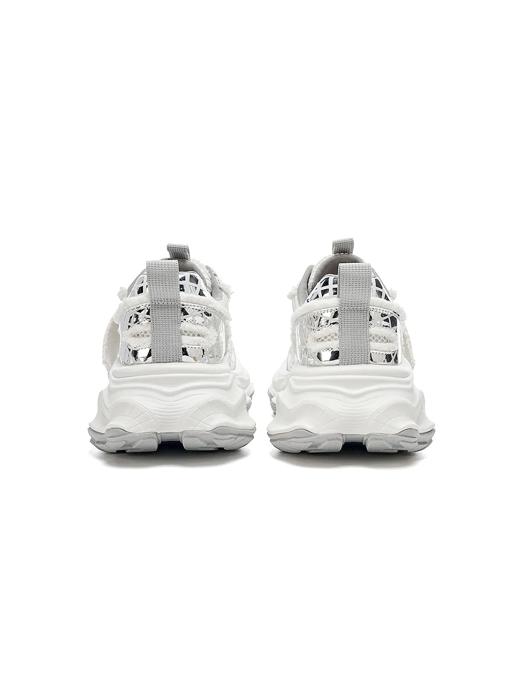 Metallic Silver Mesh Tech Runner Sneakers - View 8
