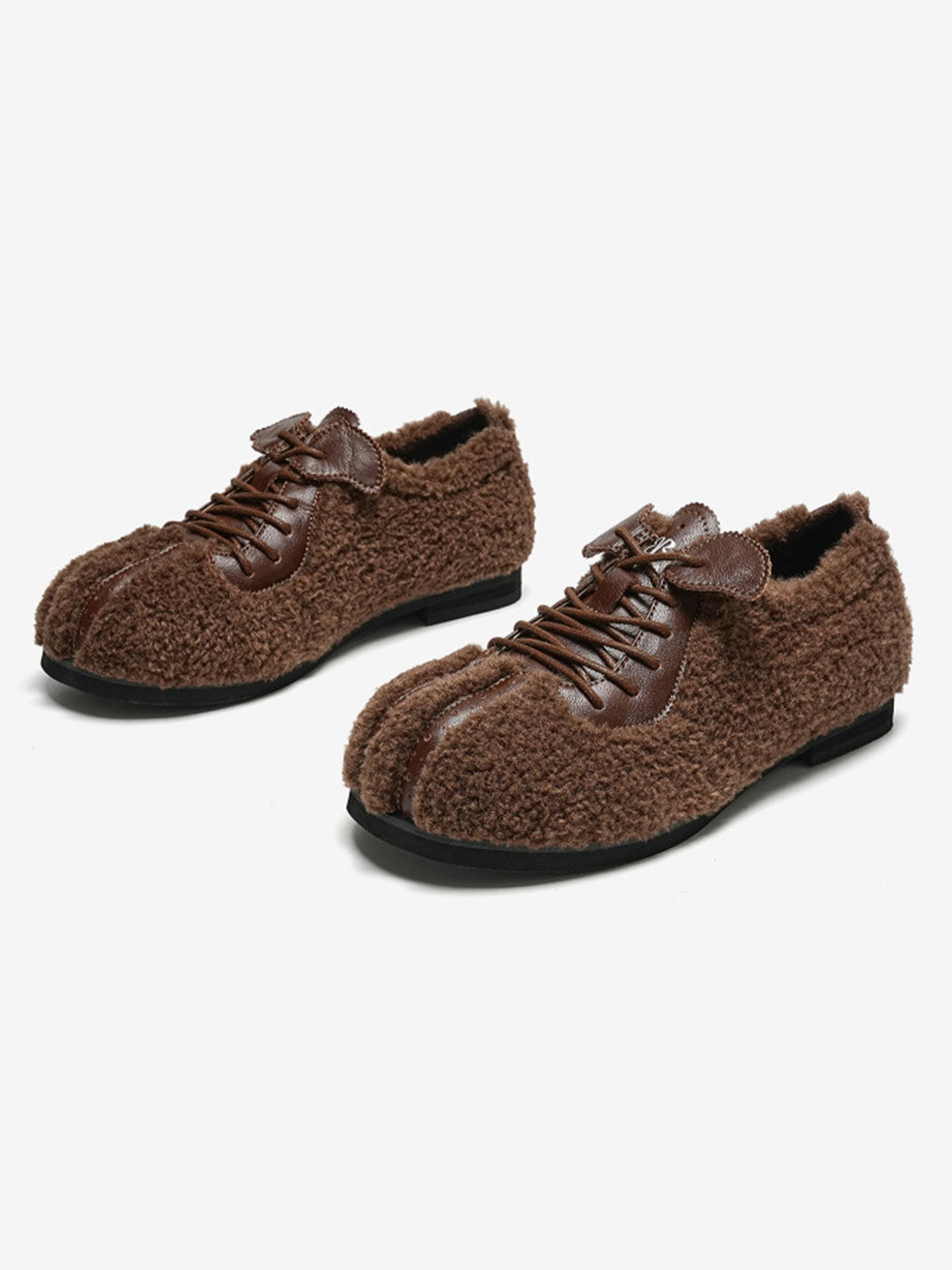 Plush-Lined Teddy Lace-Up Flats - View 2