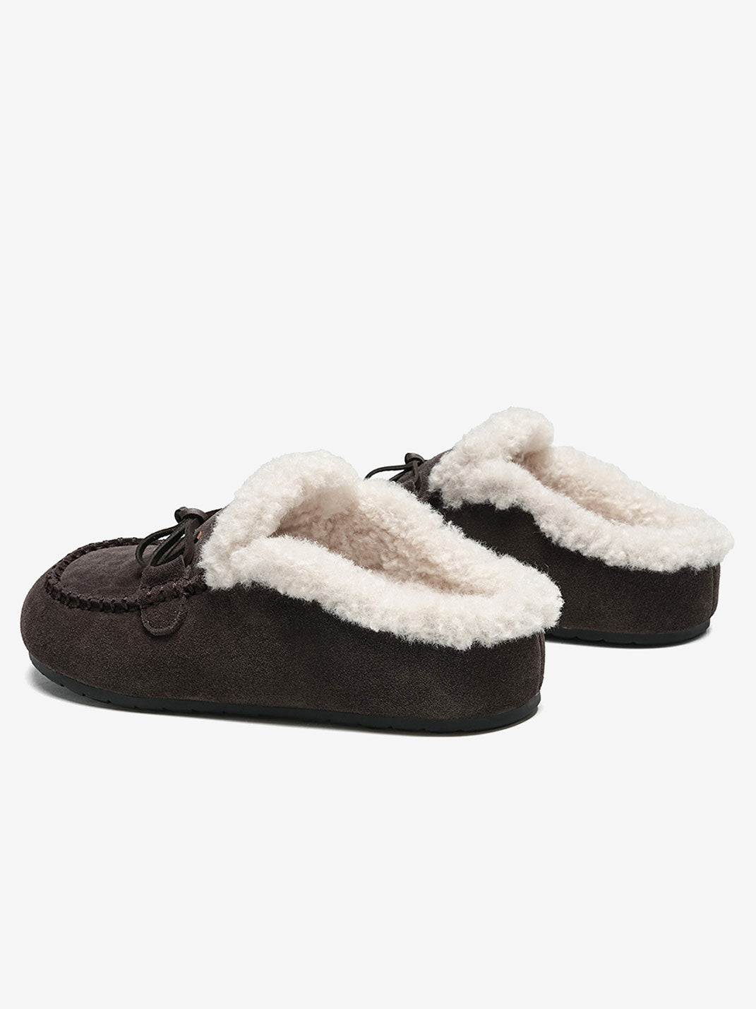 Plush-Lined Suede Moccasin Slippers - View 12