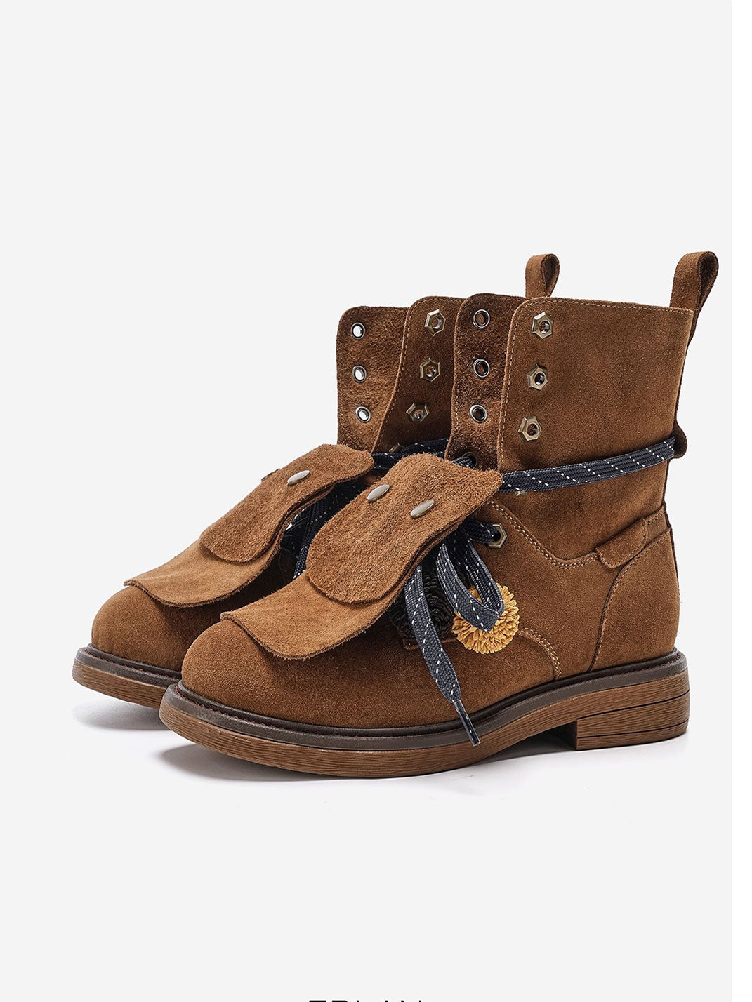 Tassel-Flap Suede Lace-Up Ankle Boots - View 4