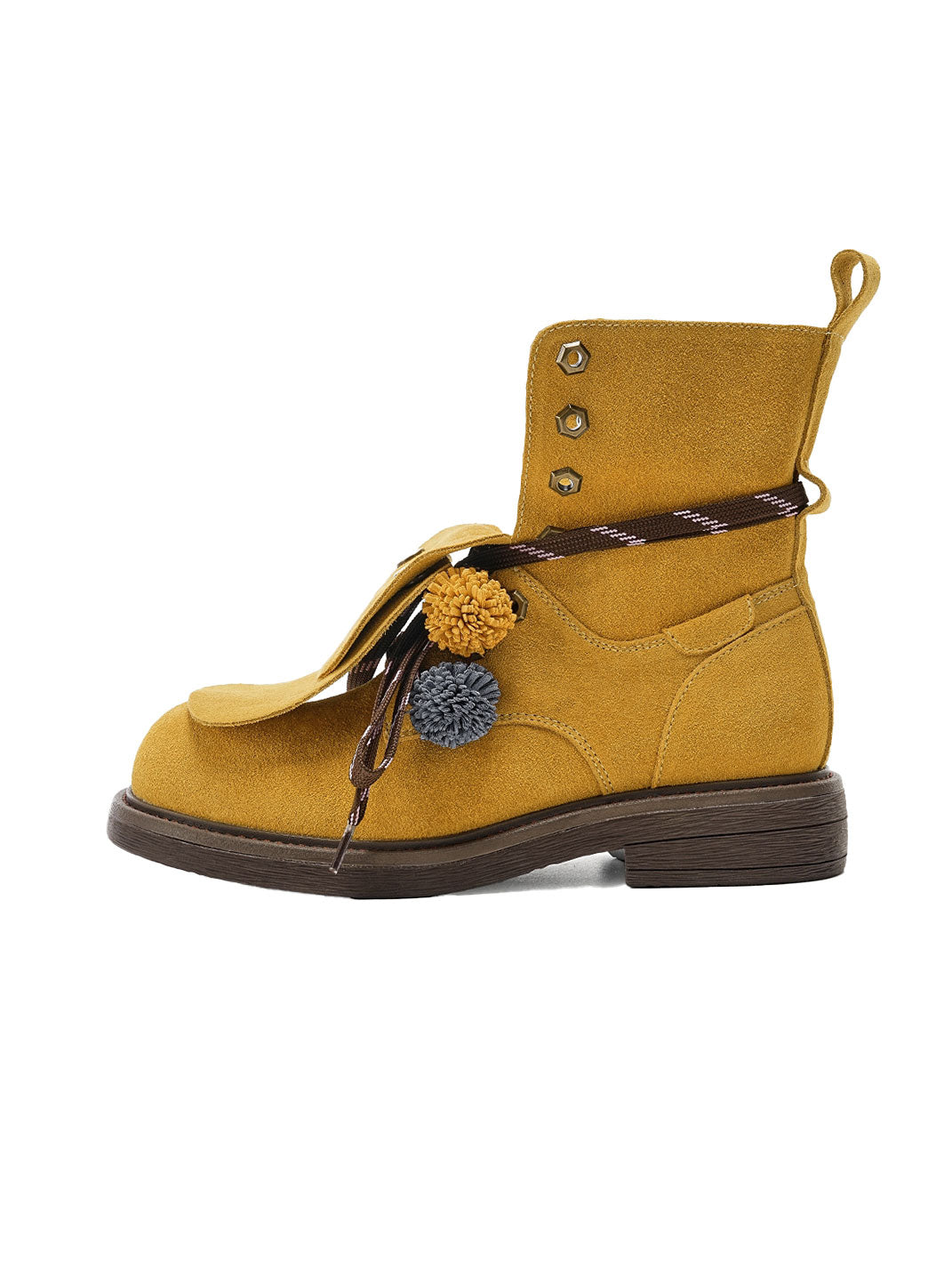 Tassel-Flap Suede Lace-Up Ankle Boots - View 6