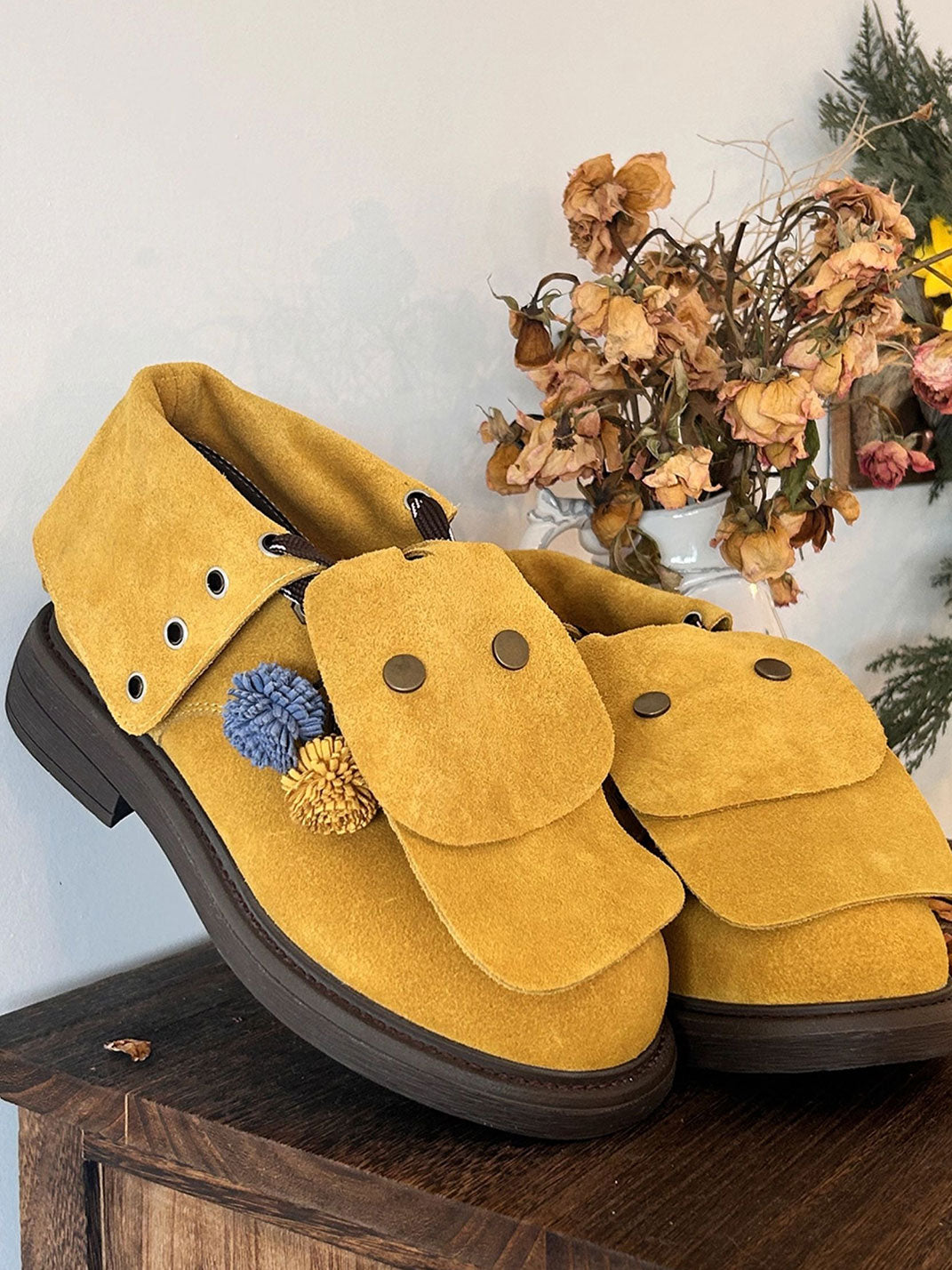 Tassel-Flap Suede Lace-Up Ankle Boots - View 8