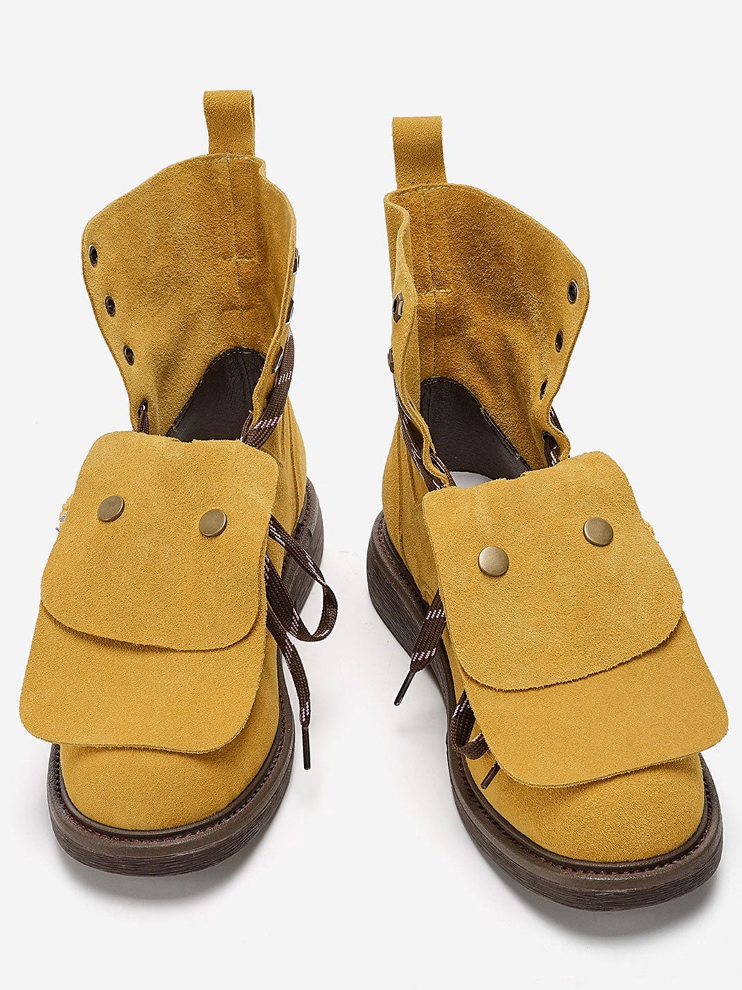 Tassel-Flap Suede Lace-Up Ankle Boots - View 11