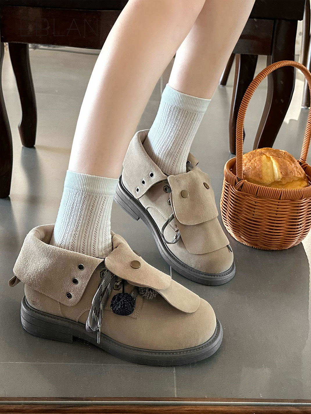 Tassel-Flap Suede Lace-Up Ankle Boots - View 16
