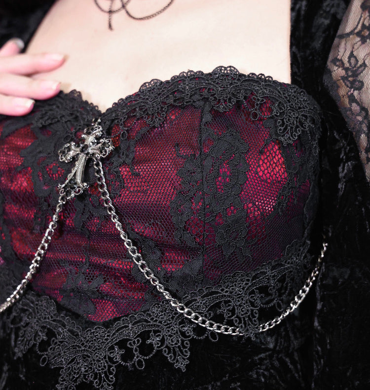 Black Lace Gothic Maxi Dress