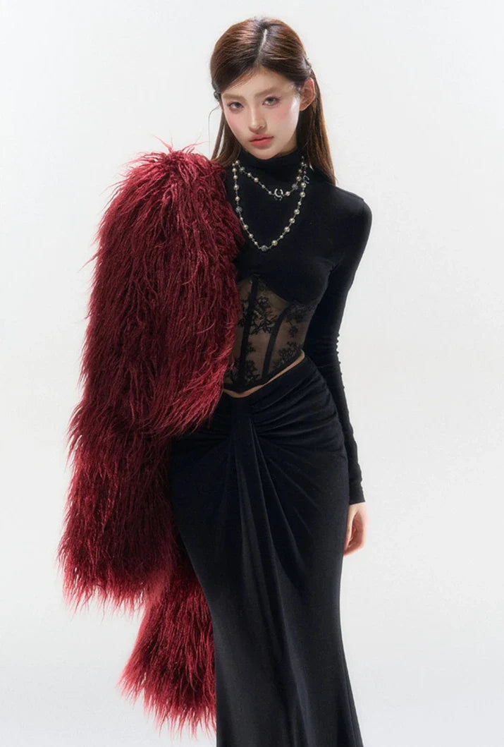 Lace Corset Evening Long Sleeve Top