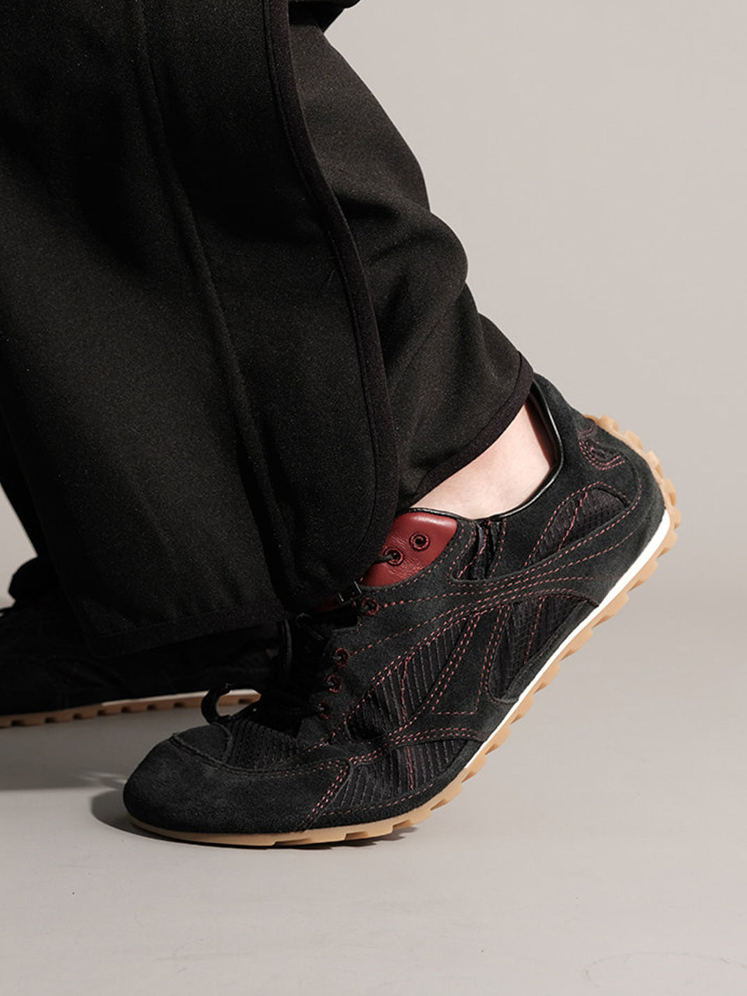 Paneled Nubuck Low-Profile Trainers - View 4