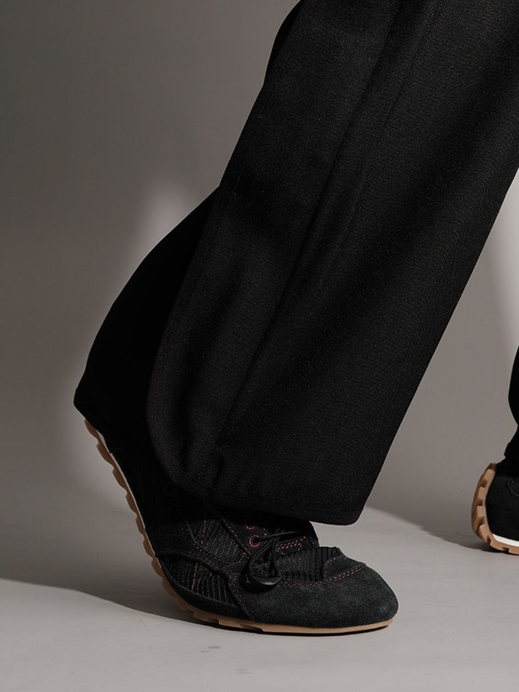 Paneled Nubuck Low-Profile Trainers - View 5
