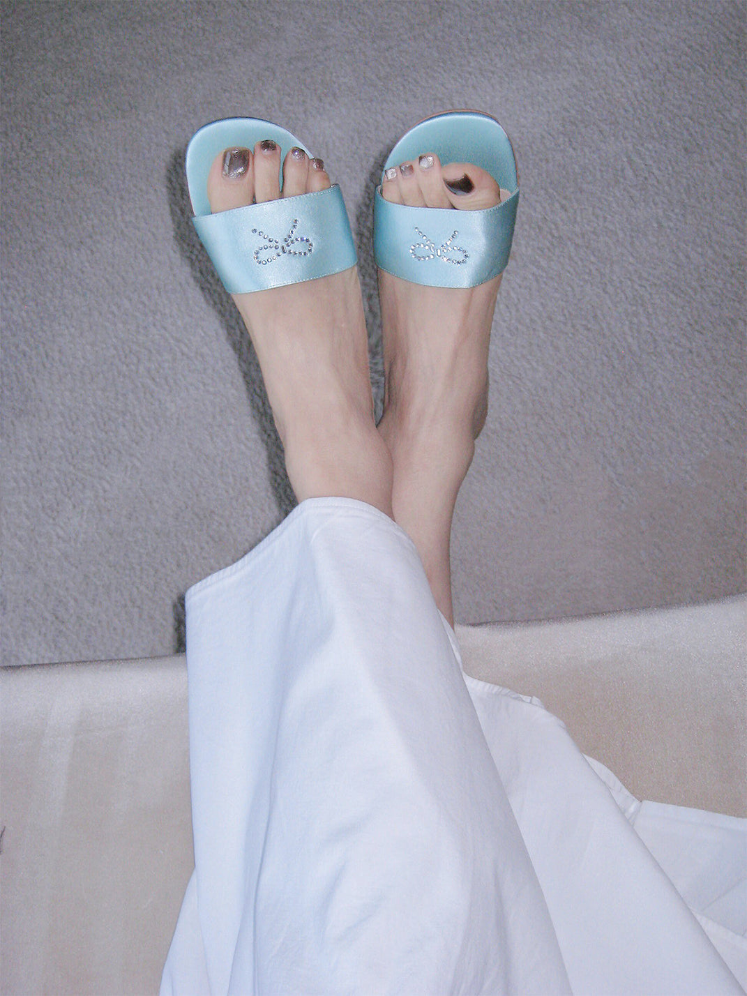 Rhinestone Bow Pastel Slide Sandals - View 6
