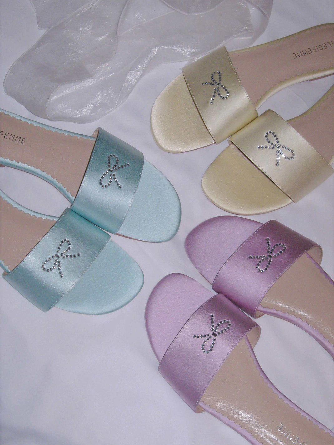 Rhinestone Bow Pastel Slide Sandals - View 13
