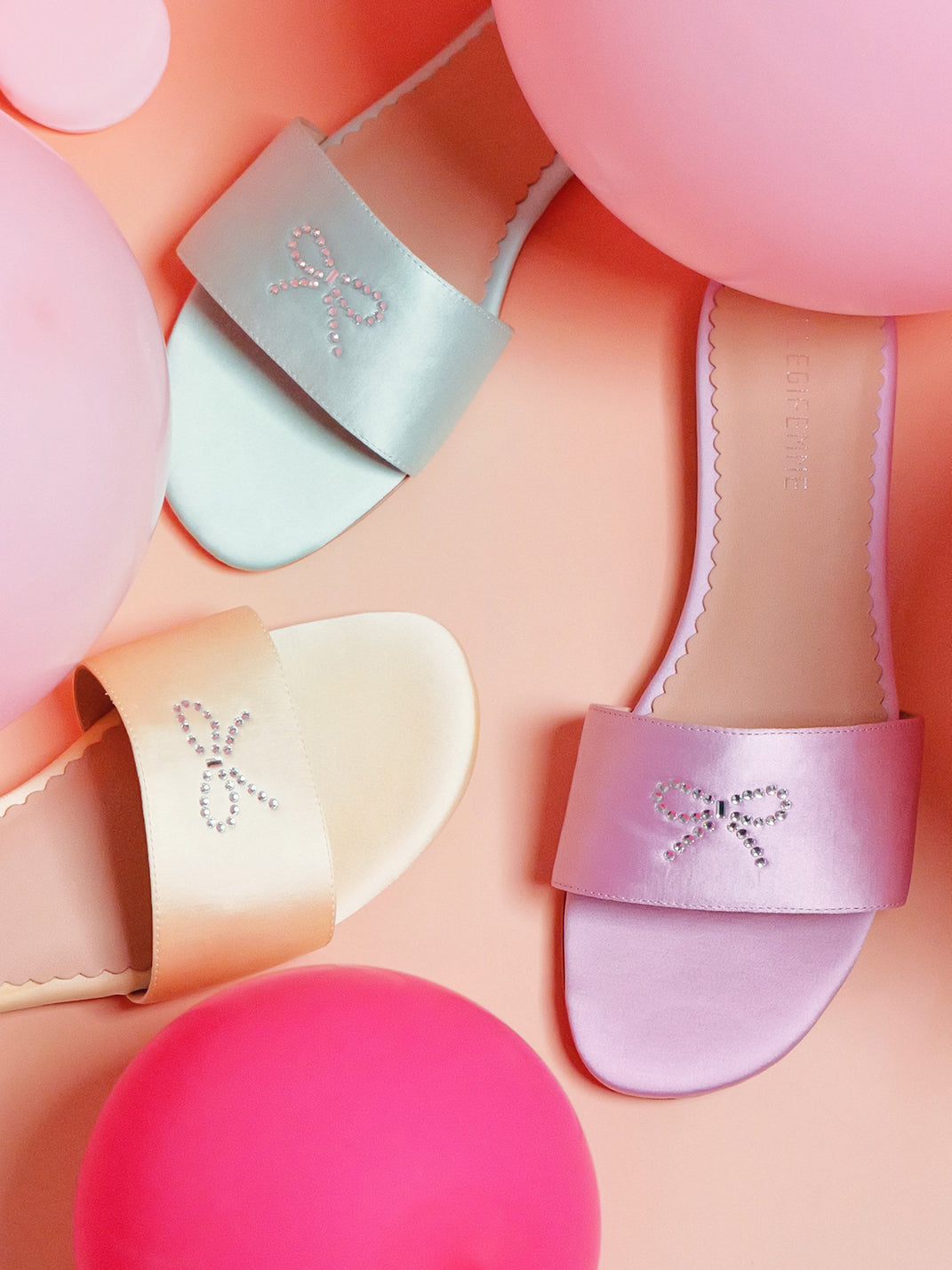 Rhinestone Bow Pastel Slide Sandals - View 14