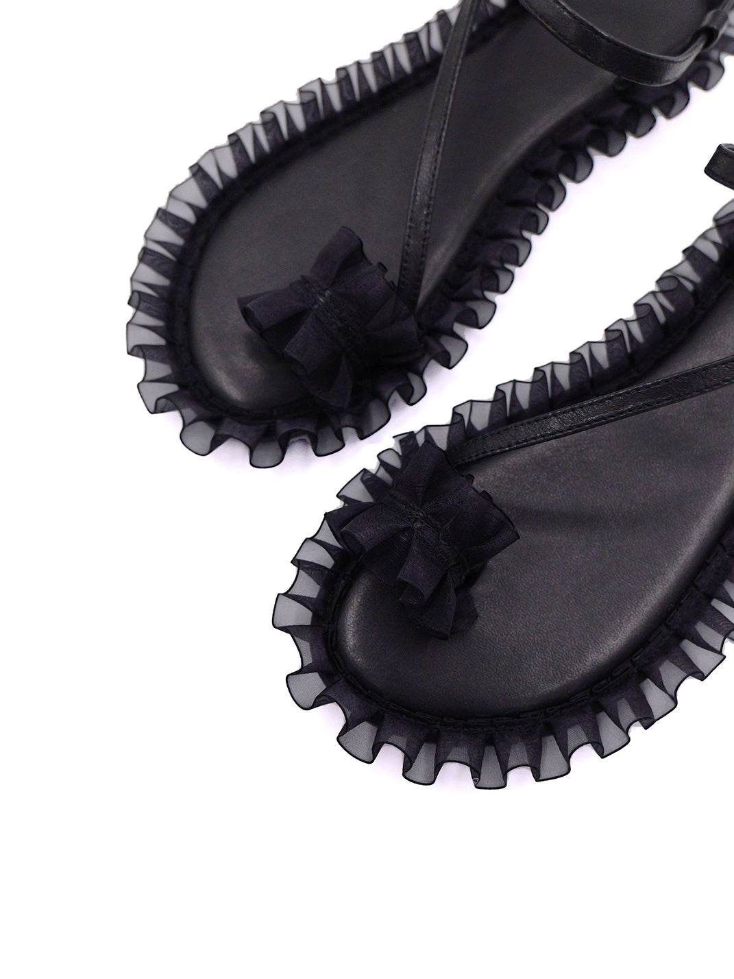 Ruffle-Trim Strappy Flat Sandals - View 11