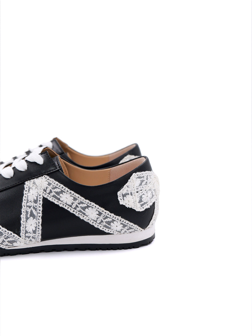 Floral-Lace Leather Low-Profile Sneakers - View 7