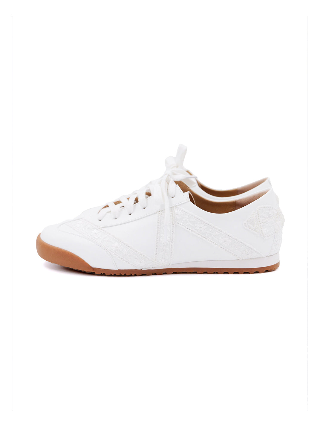Floral-Lace Leather Low-Profile Sneakers - View 9