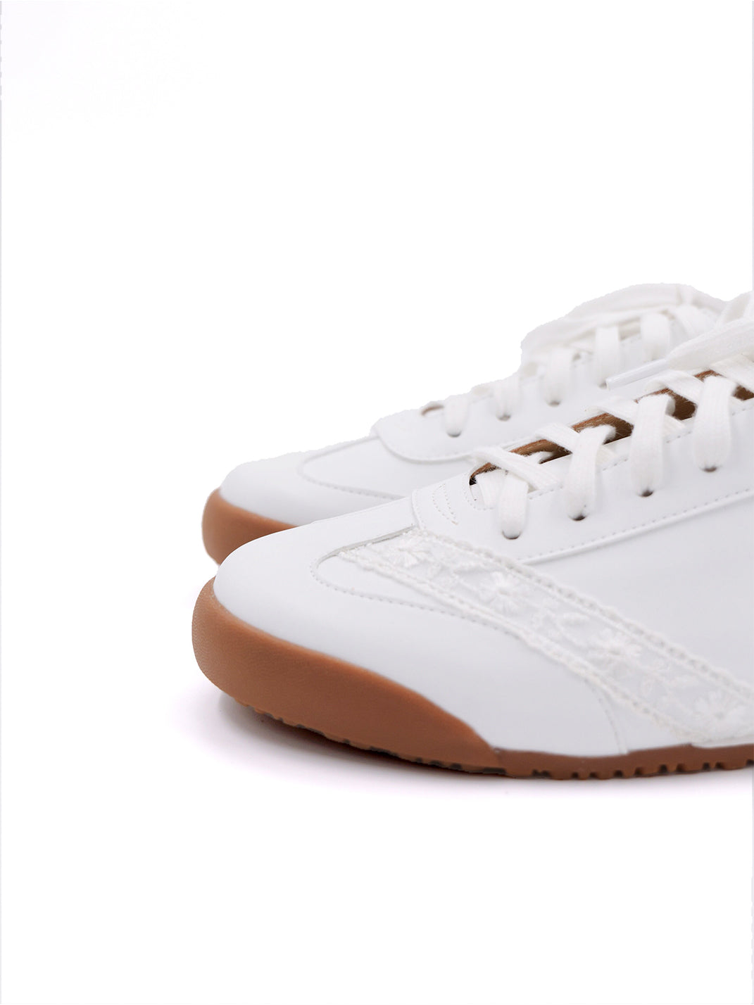 Floral-Lace Leather Low-Profile Sneakers - View 11