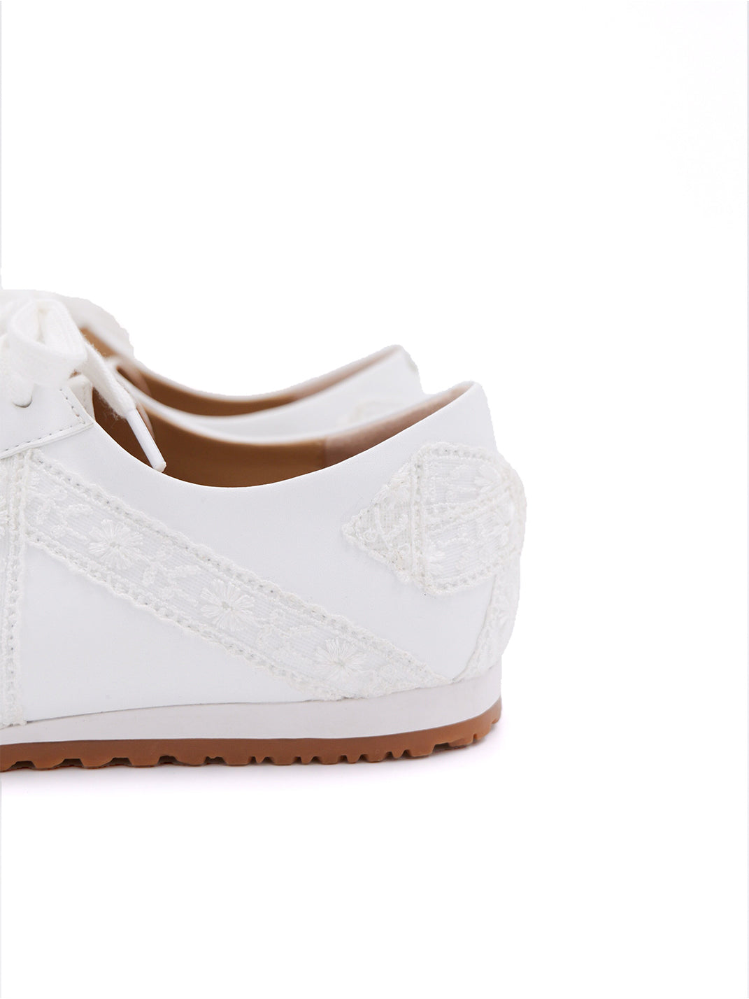 Floral-Lace Leather Low-Profile Sneakers - View 12