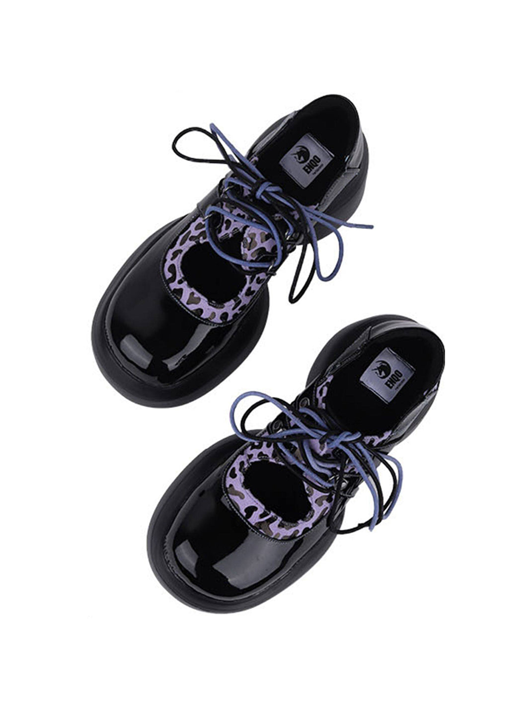 Leopard-Trim Patent Platform Oxfords - View 17