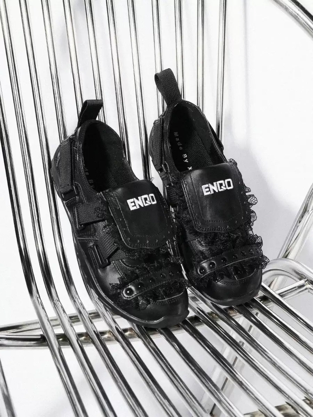 Lace-Panel Rivet Sport Sandals - View 7