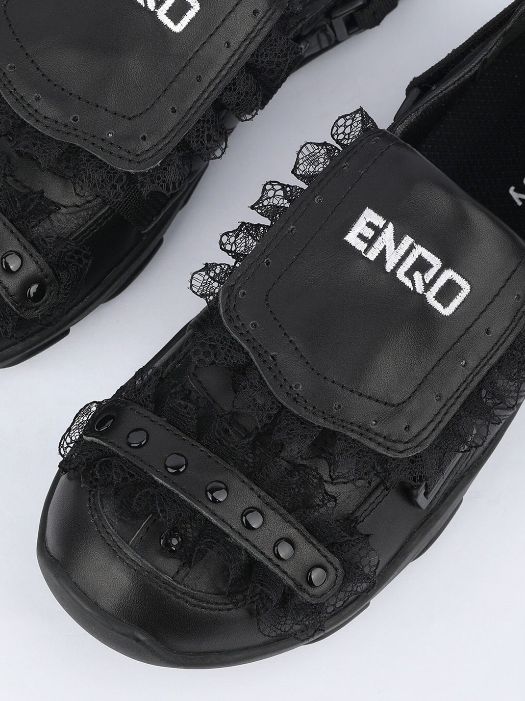 Lace-Panel Rivet Sport Sandals - View 9