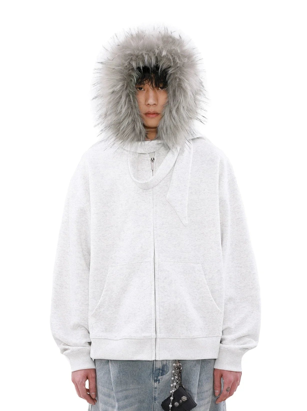Faux Fur Trim Zip-Up Hoodie | Chiclara Faux Fur Trim Zip-Up Hoodie | Chiclara