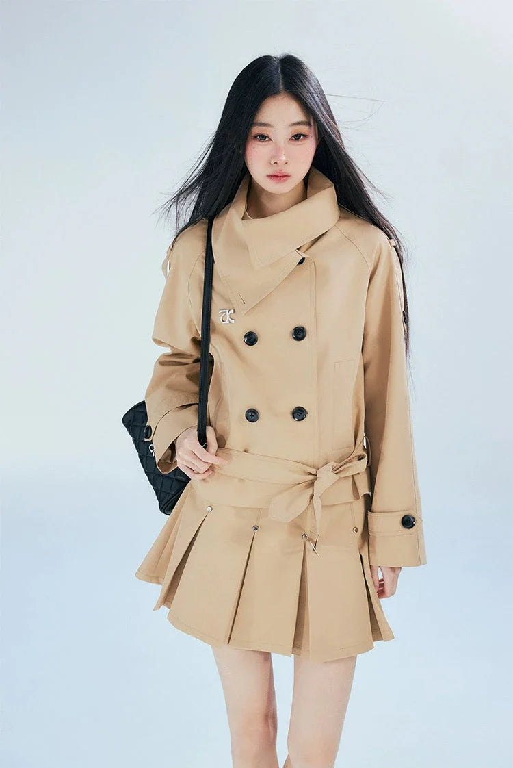 Double-Breasted Belted Trench Coat